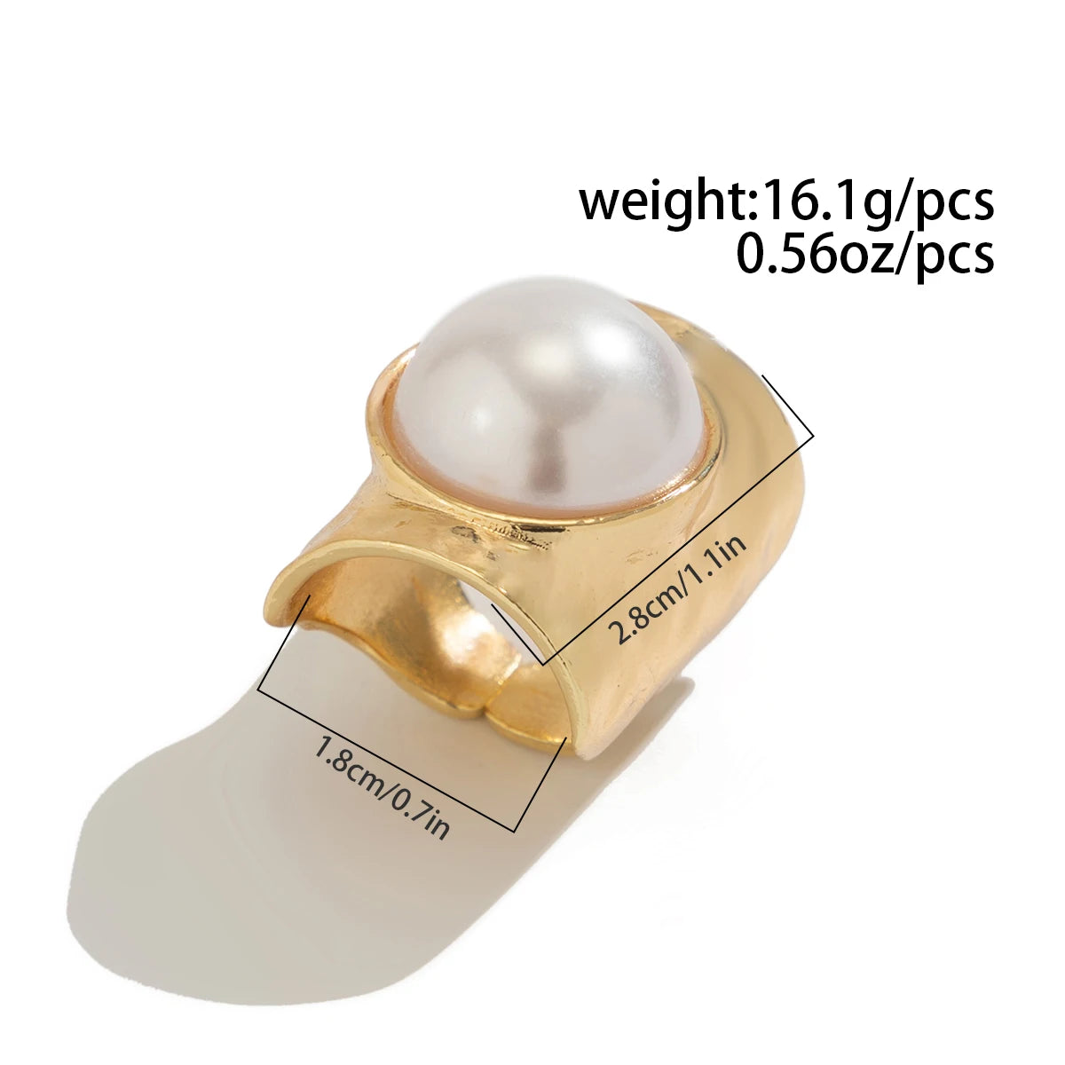 Ingemark Punk Übertrieben Unregelmäßige Metall Weit Offene Einstellbare Ringe für Frauen Imitation Perle Geometrische Finger Ring Männer Schmuck