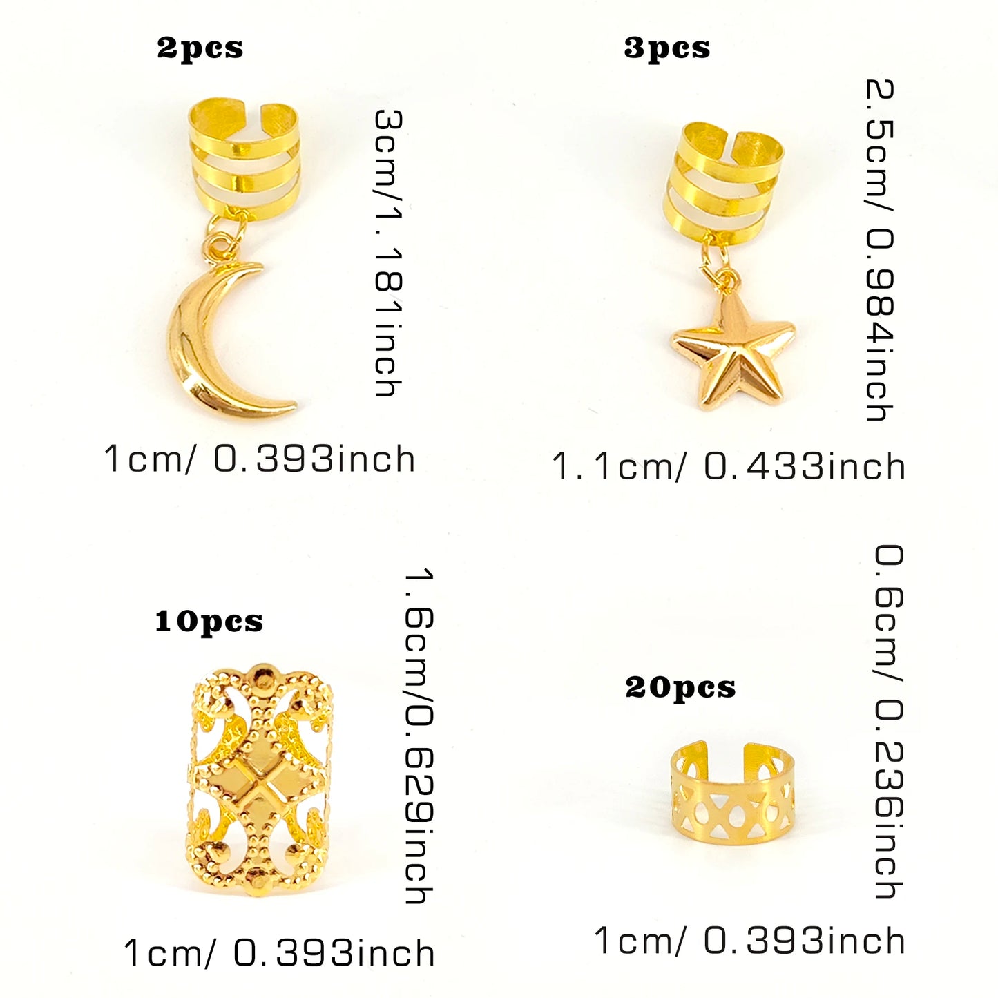 35 Stück Sterne und Mond Combo Dreadlock Haarperlen Schmuck Haarringe Accessoires Geschenke für Mädchen und Frauen Dating-Partys
