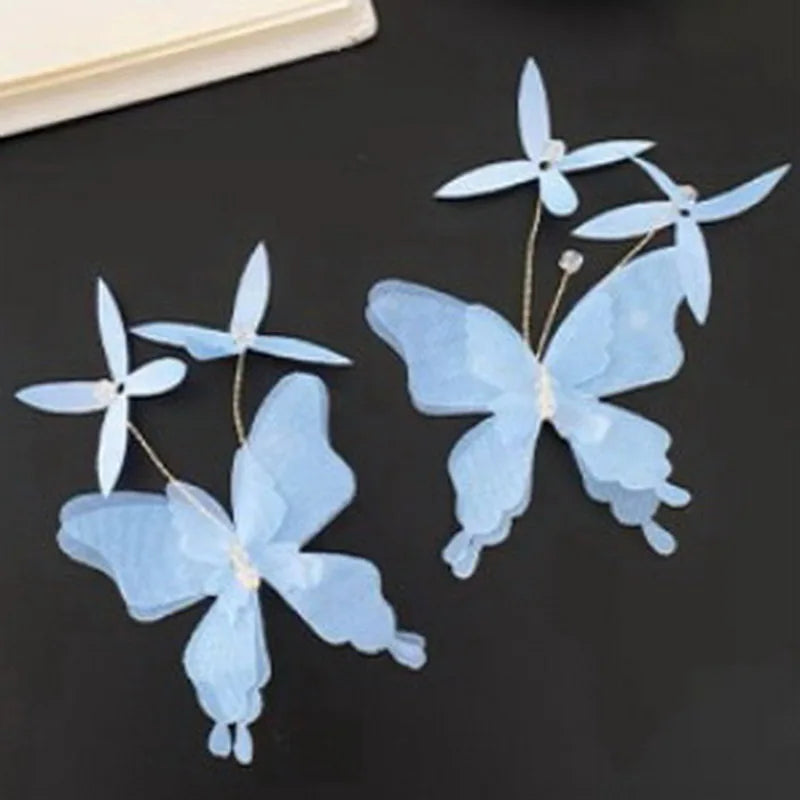 2024 Retro-Schmetterlings-Haarspange für Frauen, niedliche blaue Schleife, Haarspange für Mädchen, Perlen-Haarspangen, rosa Haarnadel, Hanfu-Haar-Accessoire