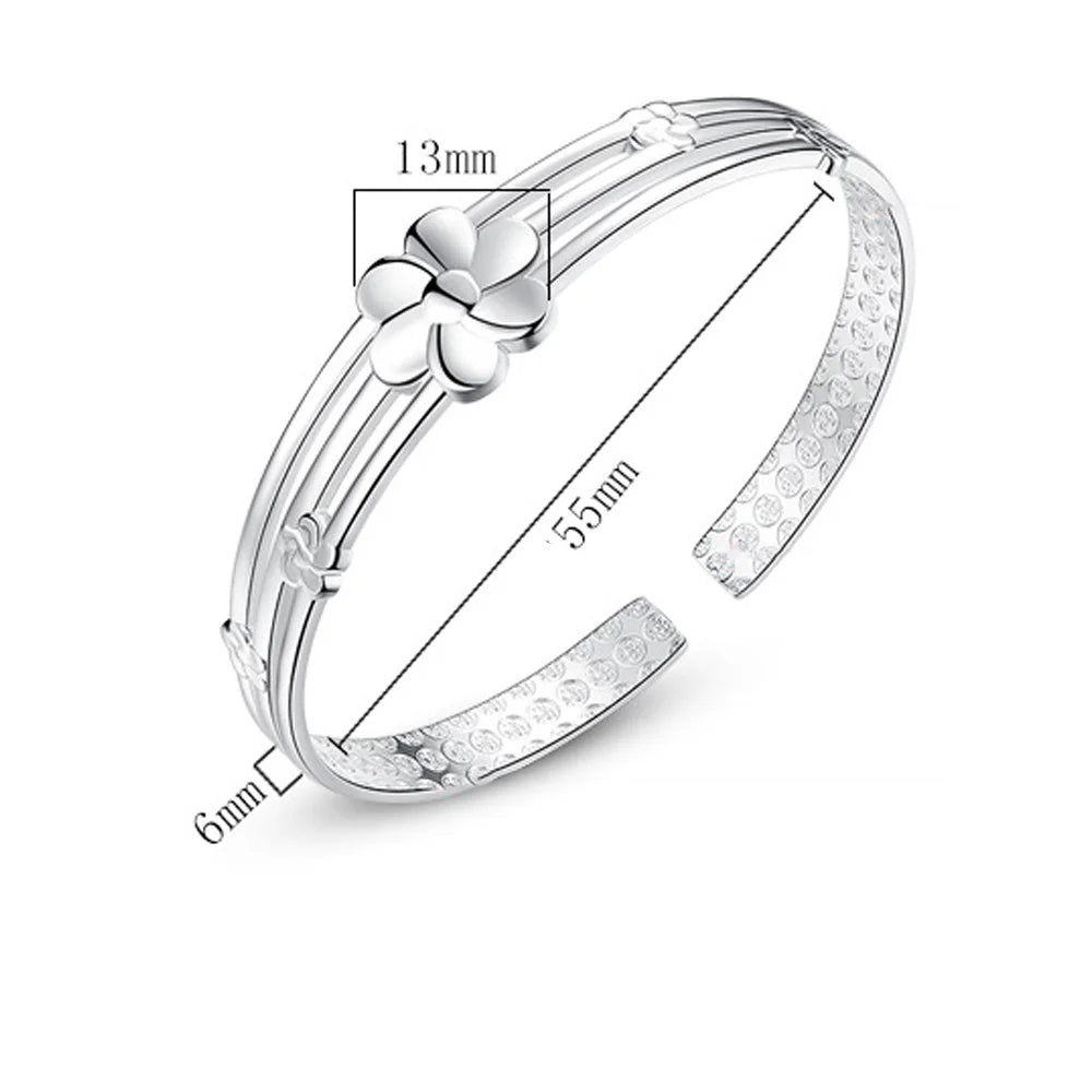 Offener Armreif mit Blumenmuster aus 925er-Sterlingsilber für Damen, luxuriöser Schmuck und Schmuck