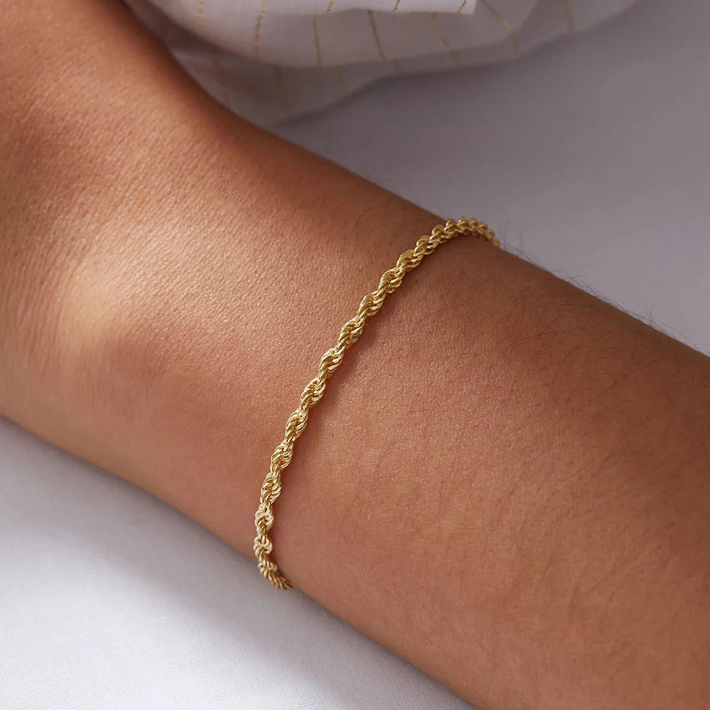 Emanco Edelstahl Twisted Rope Link Chain uneinstellbare Damen Hip Hop Punk 4mm Armbänder