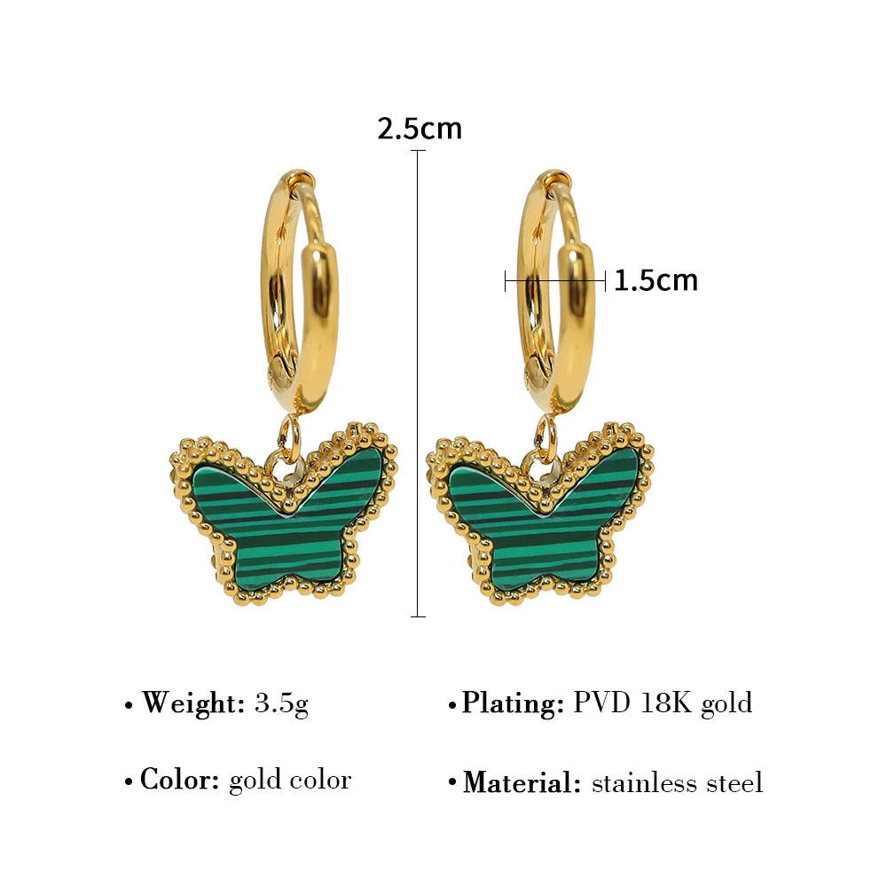 WILD & FREE Herz-Charm-Edelstahl-Armband, Halskette, Ohrringe für Damen, 18 Karat vergoldet, elegantes Vintage-Schmuckset
