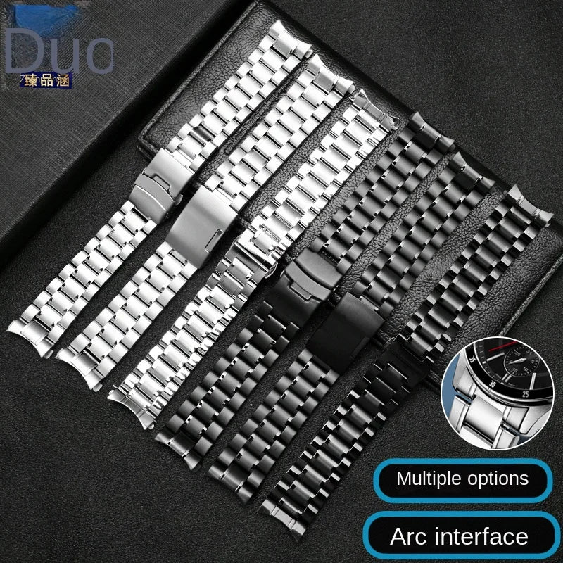 Gebogenes Ende Arc Metallarmband für Seiko Timex Citizen Casio Edelstahlarmband 20mm 22mm 24m Mattes Uhrenarmband Kettenarmband