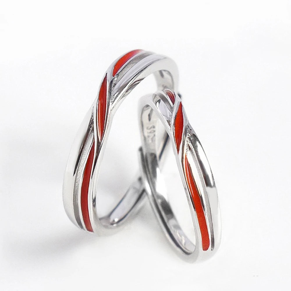 1 paar Twist Rote Linie Matchmaker Kupfer Überzogene Platin Paar Ring Männer Frauen Vorschlagen Geschenk Finger Schmuck Großhandel Drop Shipping