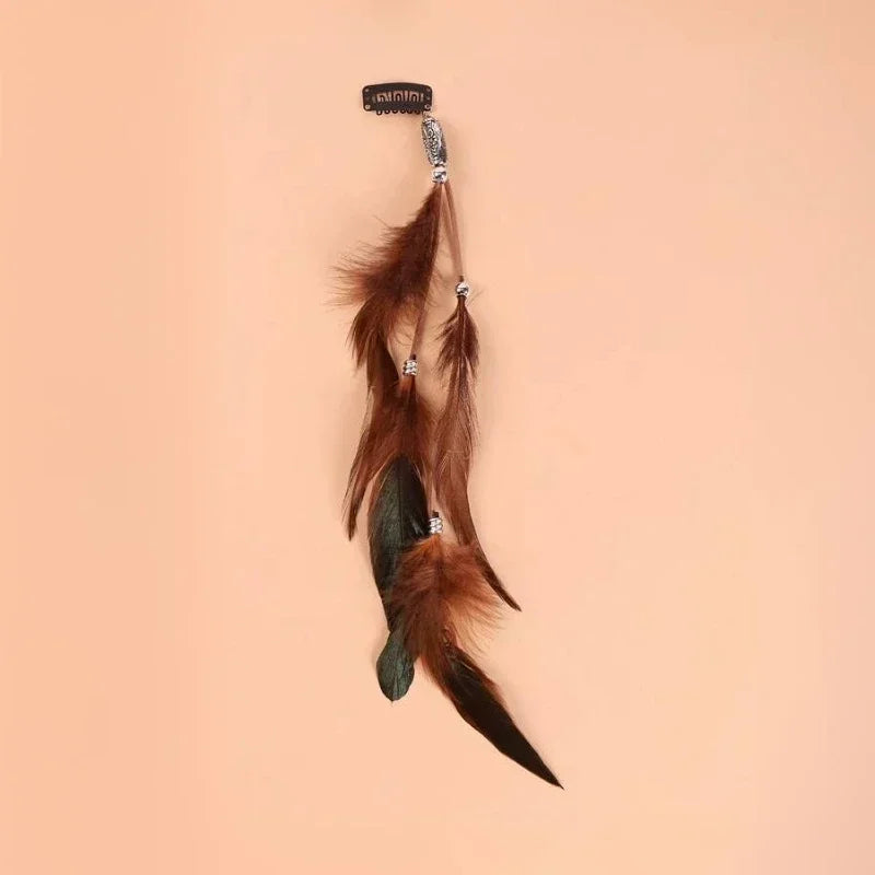 2024 neue Modische Boho Feder Stirnband Perücke Perlen Feder Kopfschmuck Handgemachte Haar Clip Mädchen Haar Zubehör Hohe Qualität