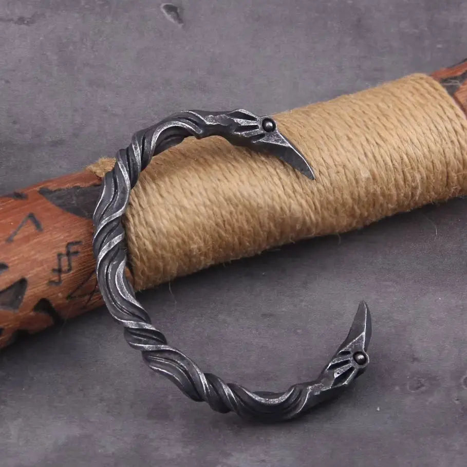 Edelstahl Nordic Viking Nordic Raven Armband Herren Armband Manschettenarmbänder mit Wikinger Holzkiste