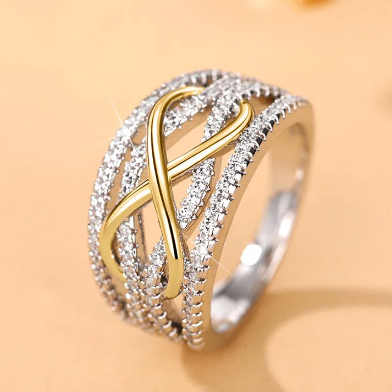 Einzigartige Liebe Design Frauen Ringe für Hochzeit Verlobung Band Luxus Zubehör Heißer Trend Ewigkeit Schmuck Party Geschenk Anillos