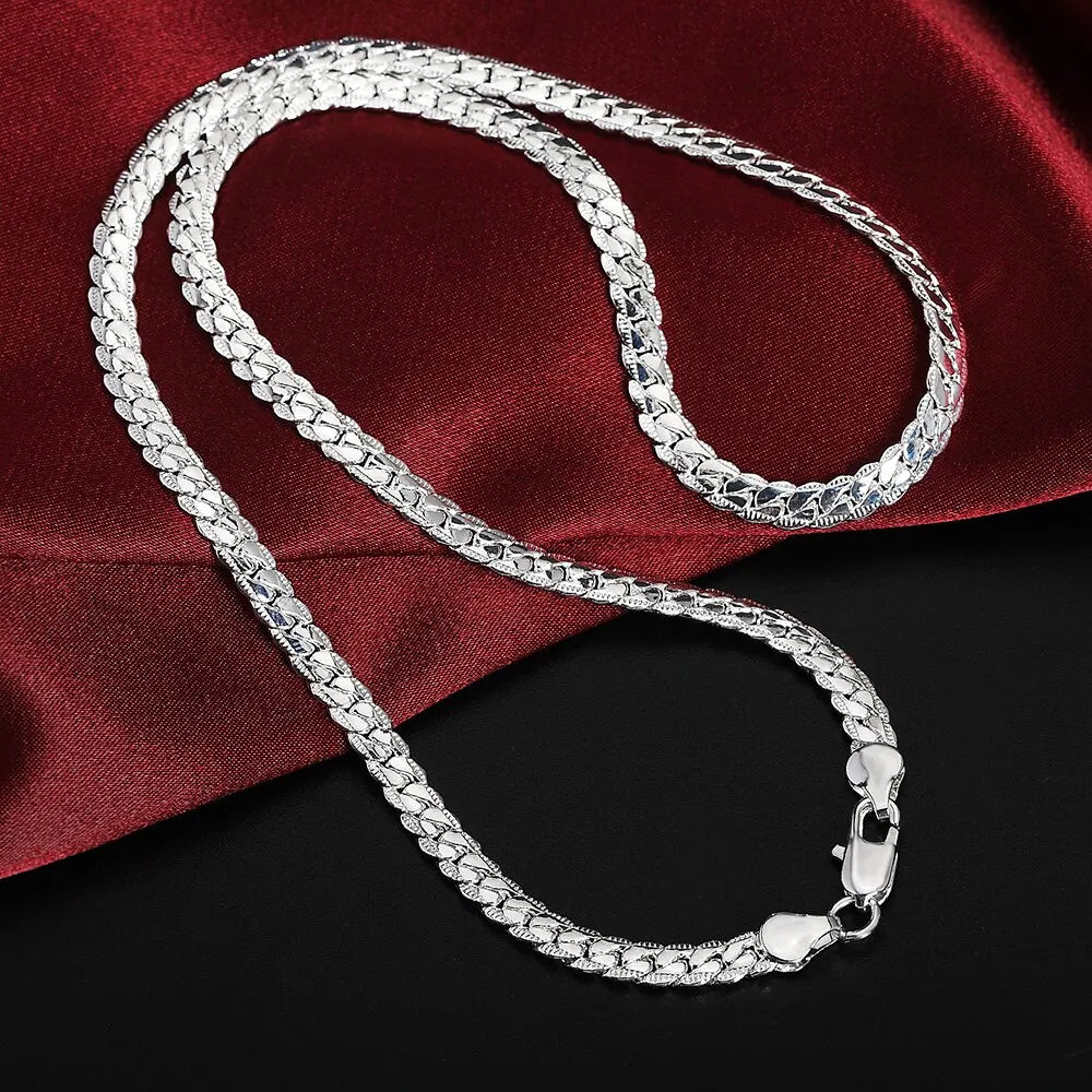 20-60 cm Silber Farbe Luxus Marke Design Edle 6mm Halskette Kette Für Frau Männer Mode Hochzeit engagement Schmuck