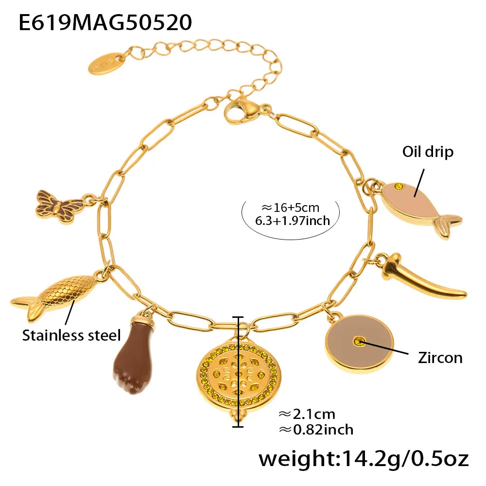 Ethnische Quaste Wasserdichte Armband Für Frauen Weibliche Armreifen Vergoldet Edelstahl Böhmen Luxus Schmuck