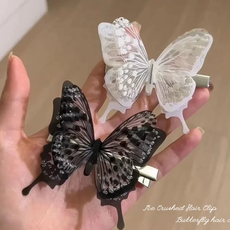 3d flattern Schmetterling Haars pangen y2k Eleganz flinke schöne Schmetterlinge schwarz weiß Haarnadel neuen Stil Zubehör für Frauen Mädchen