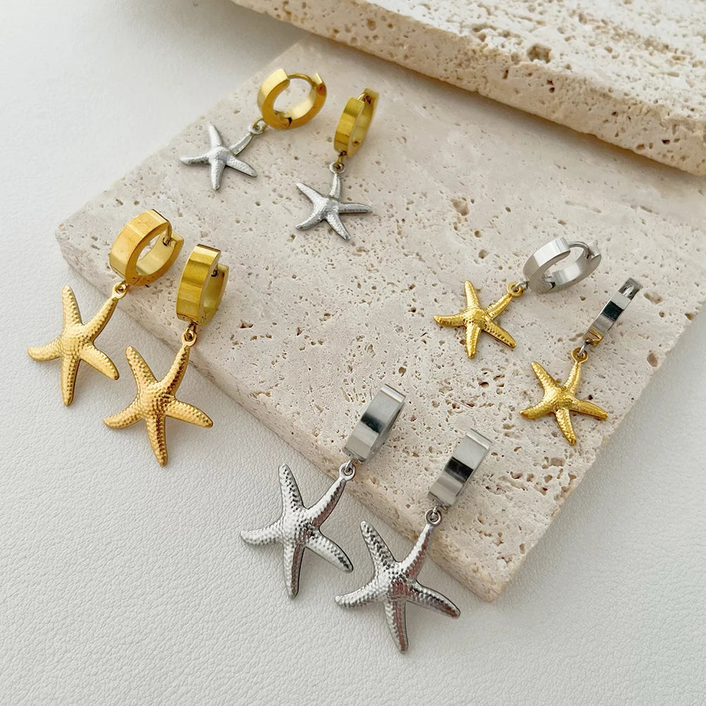 ALTERA Neue Böhmen Handgemachte Edelstahl Halskette Ohrringe Armband Shell Seestern Charme Wasserdicht Schmuck Set Sommer Strand