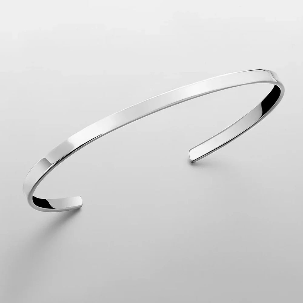 ELANDIS Offener Armreif aus Edelstahl, minimalistischer Herrenschmuck, modisches Platin-Armband, beliebtes Weihnachtsgeschenk für Paare