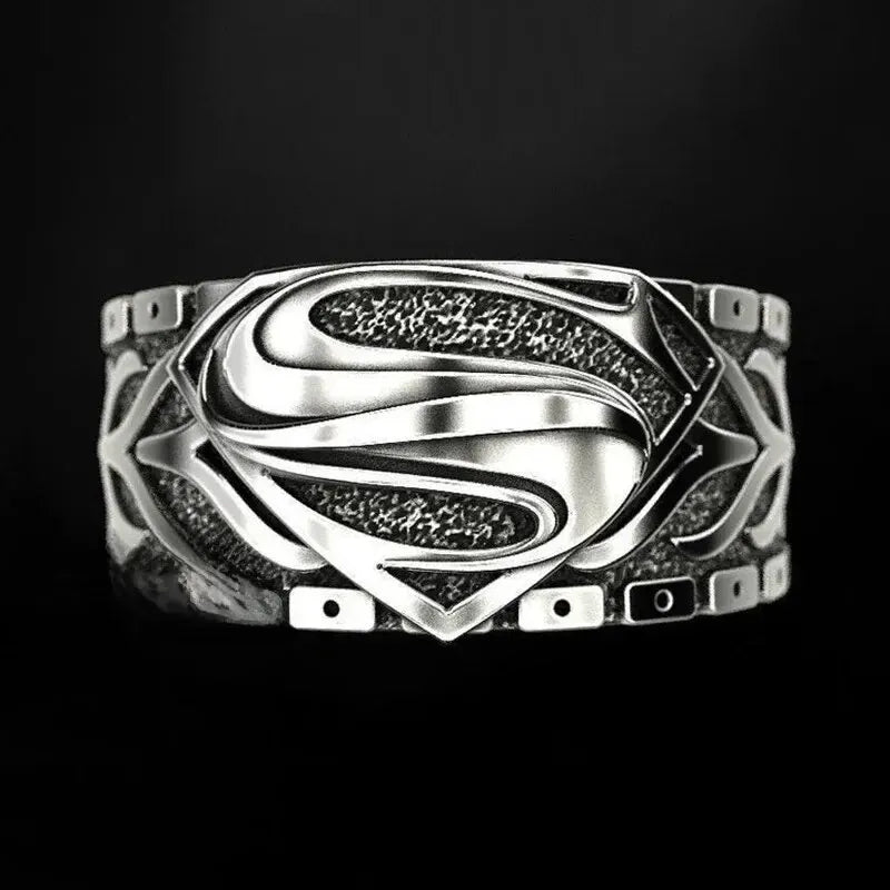 Vintage Superman S Logo Ring Unisex Essen Fingerring Männer Frauen Paar Stil