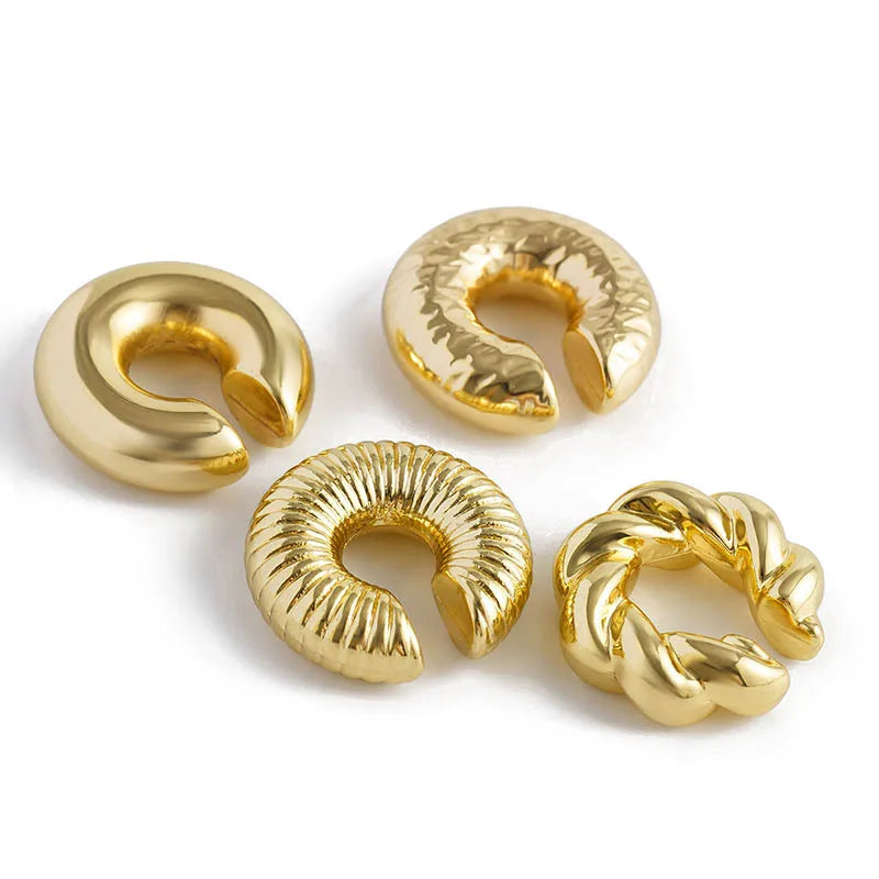 1 Paar glatte Kreis-C-förmige Clip-Ohrringe für Frauen, leicht, ohne Piercing, Knorpel-Ohrmanschette, gold-silberfarbene Ohrringe