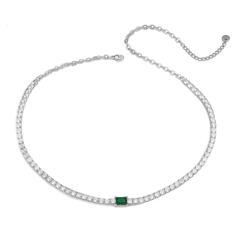 Hecheng, Schmuck Set Frauen Halskette Ohrringe Armband Ring Stud Hoop Tennis Halsreif grünen Stein Herz Hochzeits feier Luxus