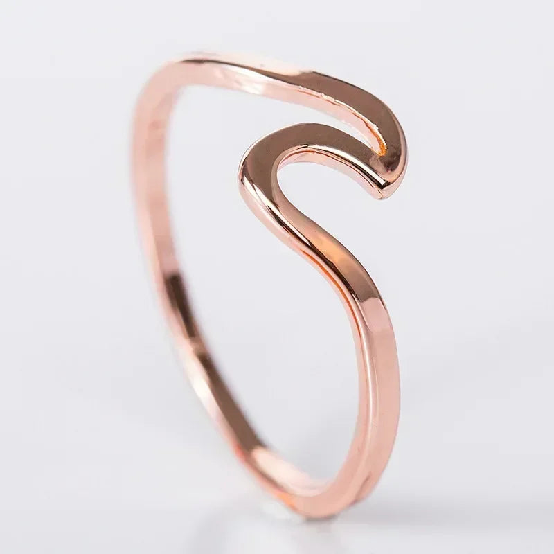 Mode Einfache Design Sea Wave Ringe Ozean Surf Edelstahl Finger Schmuck Ozean Surf Ring für Frauen Surfer Geschenk Großhandel