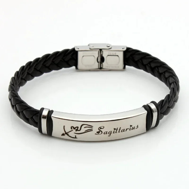 Zwölf Sternbild Charm Armband 12 Sternbild gewebtes Leder armband geflochtener Armreif Schmuck Handgelenk Geschenk zubehör