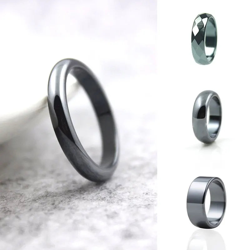 1pc natürliche Hämatit Steinringe für Frauen Männer Mode flache einfache Ring Paar Schmuck Geschenk Hochzeit Weihnachten Liebhaber Ringe