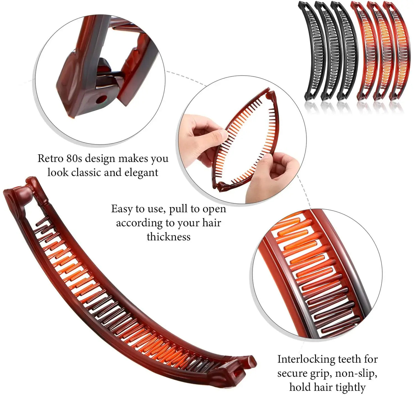 6 stück Haar Kämme Banana Haar Clip Grip Kamm Fischschwanz Pferdeschwanz Banana Clip Haar Clips für Frauen Haar Zubehör