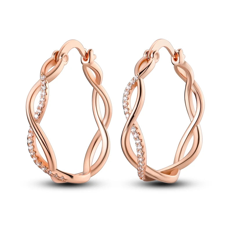 Original 925er Sterlingsilber, buntes Gold, Roségold, große Creolen für Frauen, Kollokation, Hochzeit, für Frau, Freundin, Geschenk