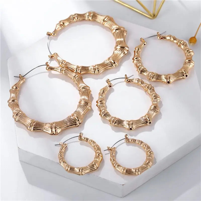 Punk Ohrringe Silber Gold Farbe große Bambus Kreis Creolen große Promi Ohrringe Creolen Schmuck Charms für Frauen