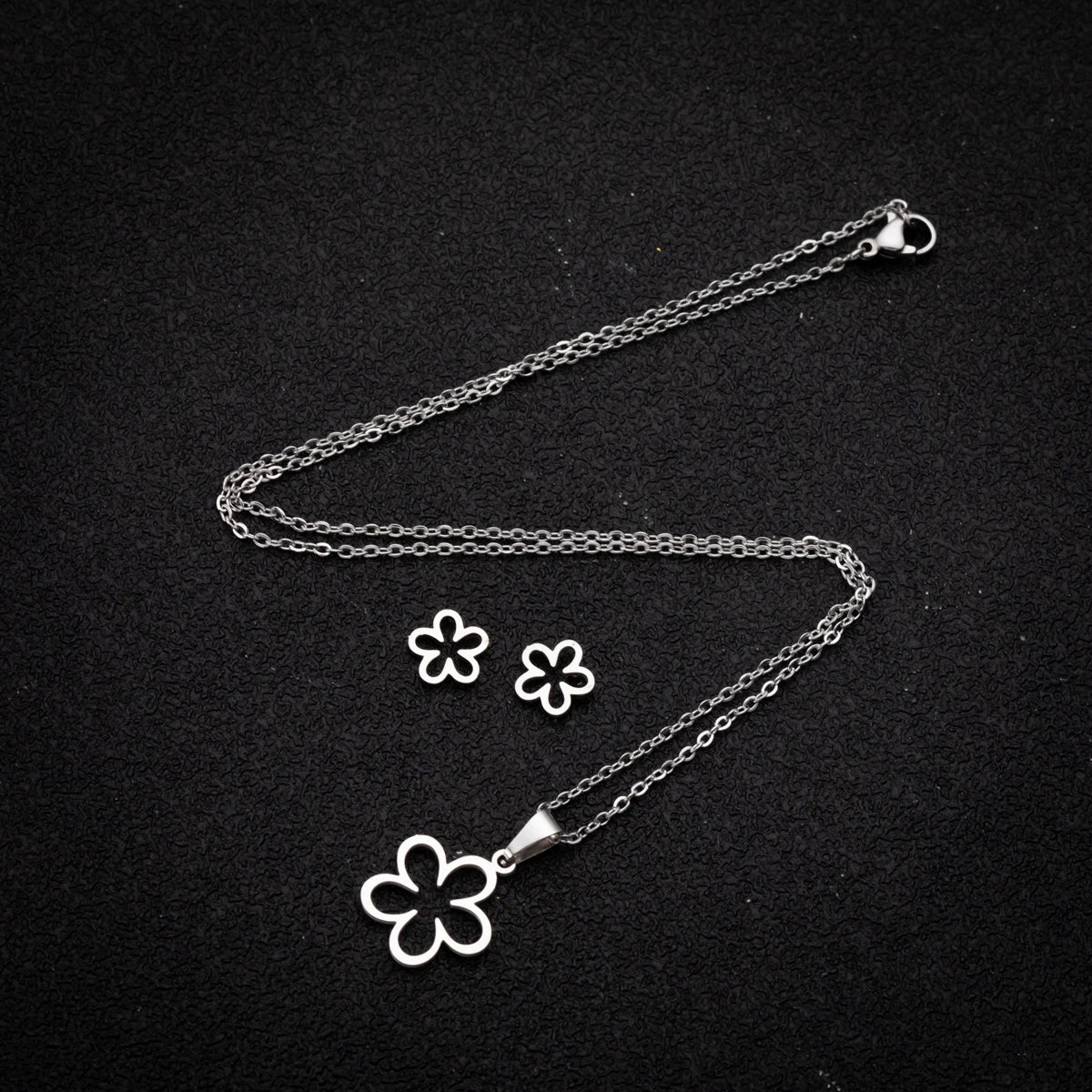 Set Schmuck Edelstahl Frau Boho Vintage Monstera Blätter Blume Pflanze Diy Anhänger Charms Ohrringe Und Halskette Set