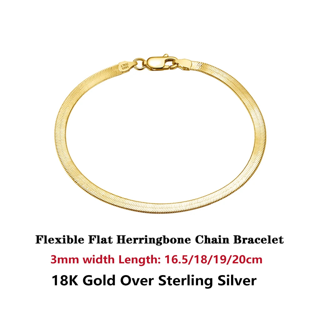 ORSA JEWELS Italienisches Armband aus massivem 925er-Sterlingsilber für Herren, flexibel, flach, Fischgrätenmuster, Damen-Kettenarmband, Schmuck SB107