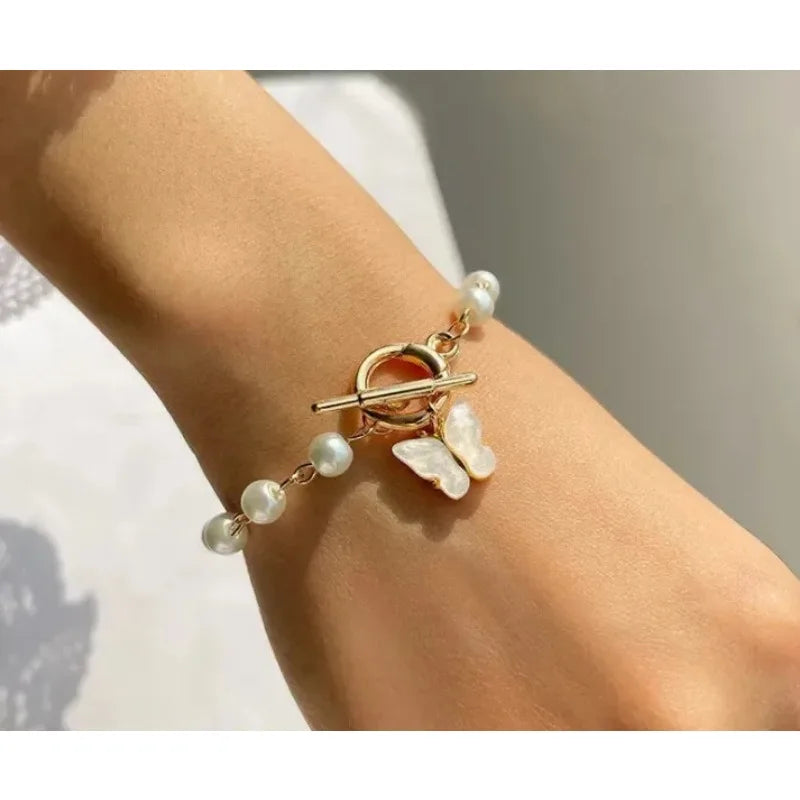 Mode Schmetterling Perle Anhänger Armband Damen Mädchen Trend Charm Armband Festliche Freundschaft Geburtstag Schmuck