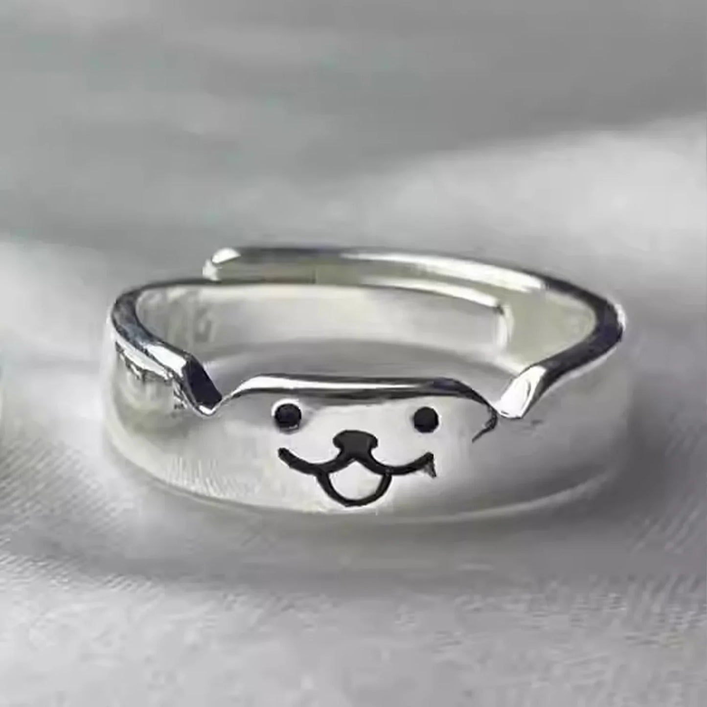 1/2 stücke Neue Reizende Katze Hund Tier Paar Ring für Paar Handgemachte Öffnung Einstellbare Ringe Valentinstag Ringe mode Schmuck