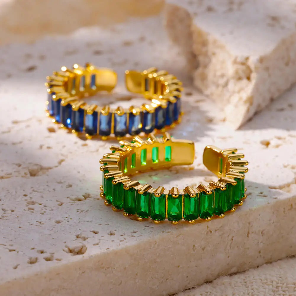 Farbige Kubikzircon Quadrat Ringe Für Frauen Männer Edelstahl Gold Farbe Kristall Hochzeit Ring Luxus Schmuck Geschenk bague femme