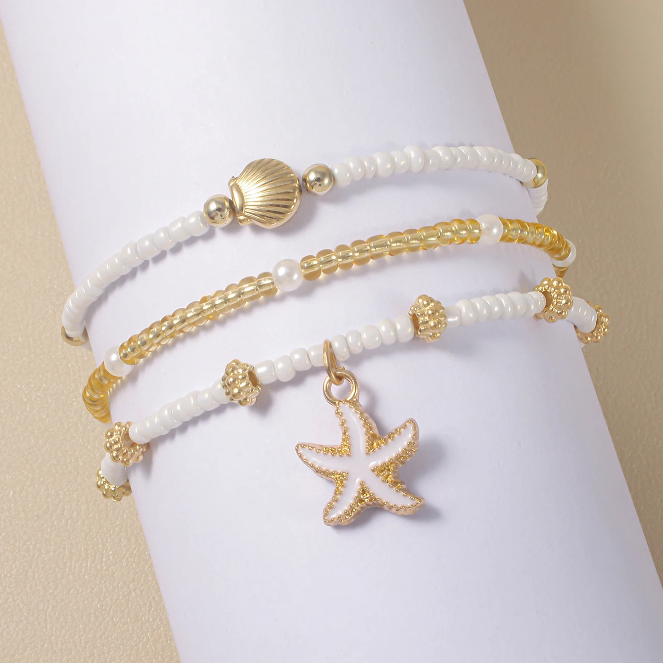 Exquisites Seestern-Muschel-Armband, handgefertigte Rocailles, mehrschichtiges Armband für Damen, Sommer, Strand, Party, Urlaub, Schmuck