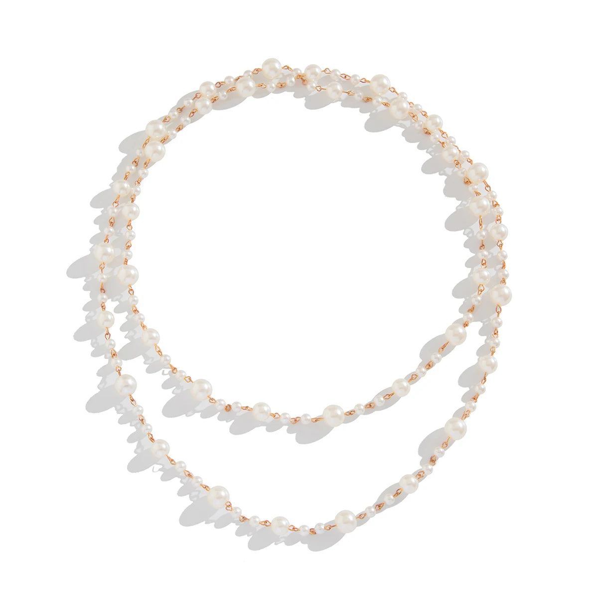 SHIXIN Elegante mehrschichtige Imitationsperlen-Halskette für Frauen, luxuriöse Braut-Halskette mit langer Kette, ästhetischer Bankett-Schmuck