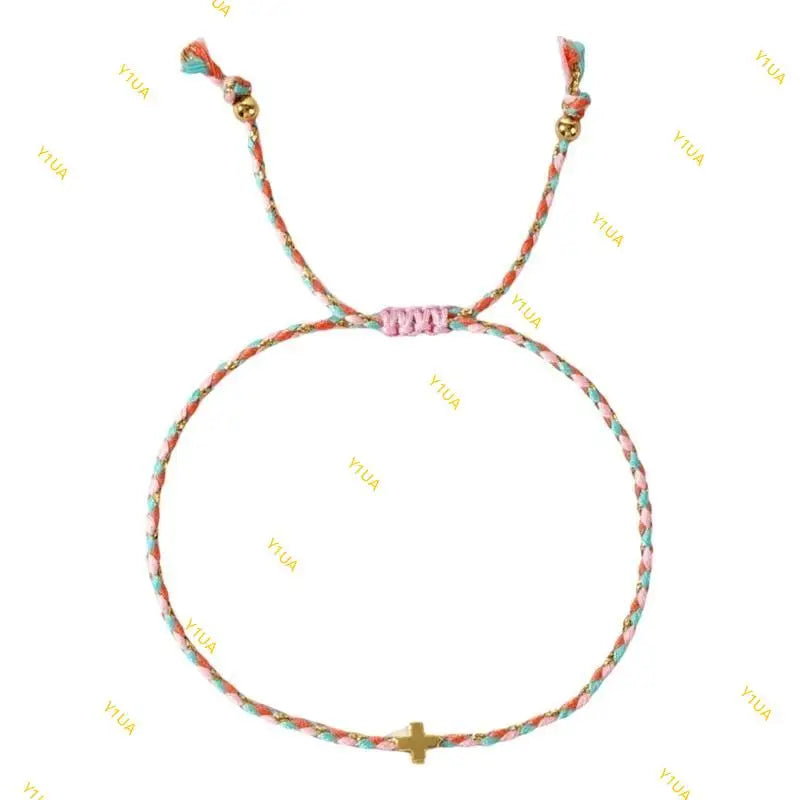 Y1ua Mehrzweck vier Farbwatte -Baumwollseilkreuze Armband für Männer und Frauen tragen
