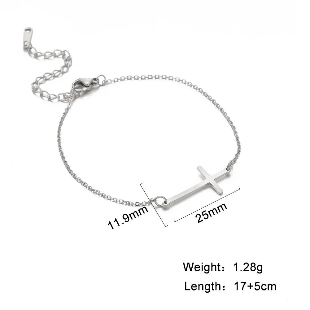 Amaxer Edelstahl Kreuz Anhänger Armband Für Frauen Mann Gold Farbe Pulseira Feminina Liebhaber Engagement Schmuck Geschenk