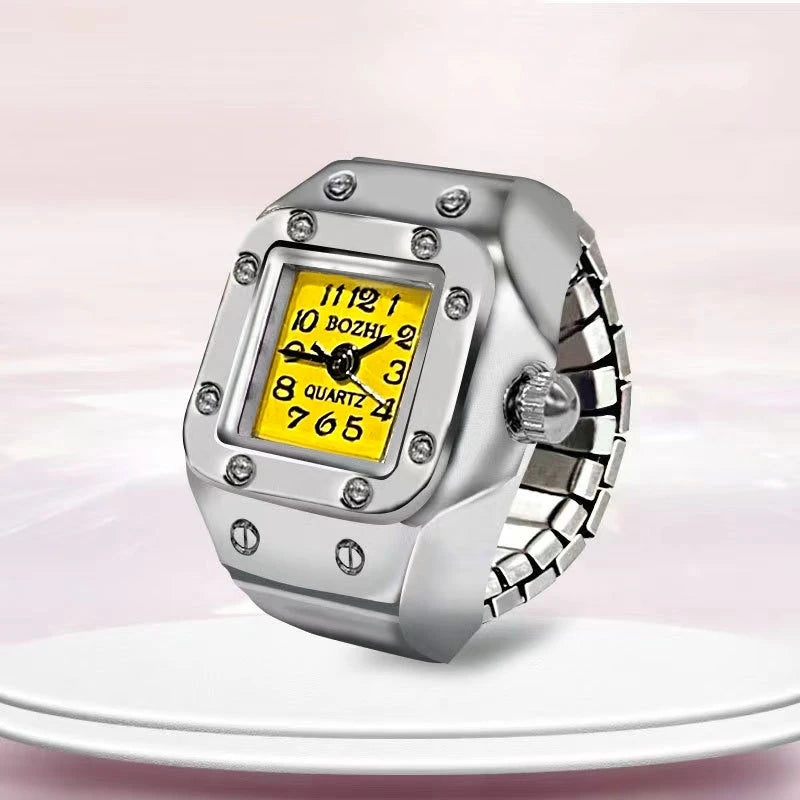 Ring Uhr Neue Heiße Verkauf Kreative Legierung Shell Finger Quadratischen Zifferblatt Paar Männer Und Frauen