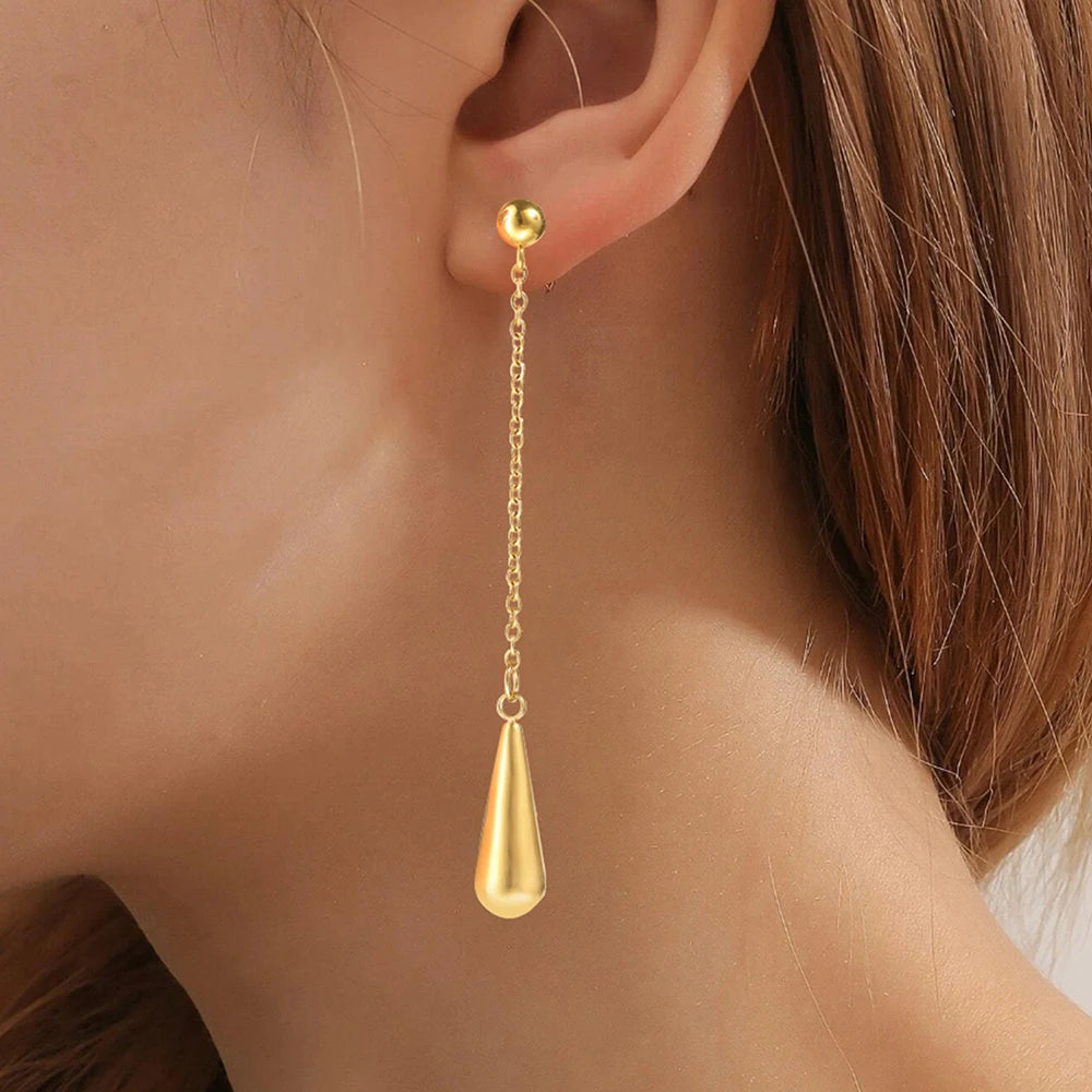 Edelstahl-Ohrringe, Tropfenmodelle, Kette, Anhänger, Ohrringe, Damen, exquisites Temperament, einfacher Schmuck, Bankett, elegant, passend