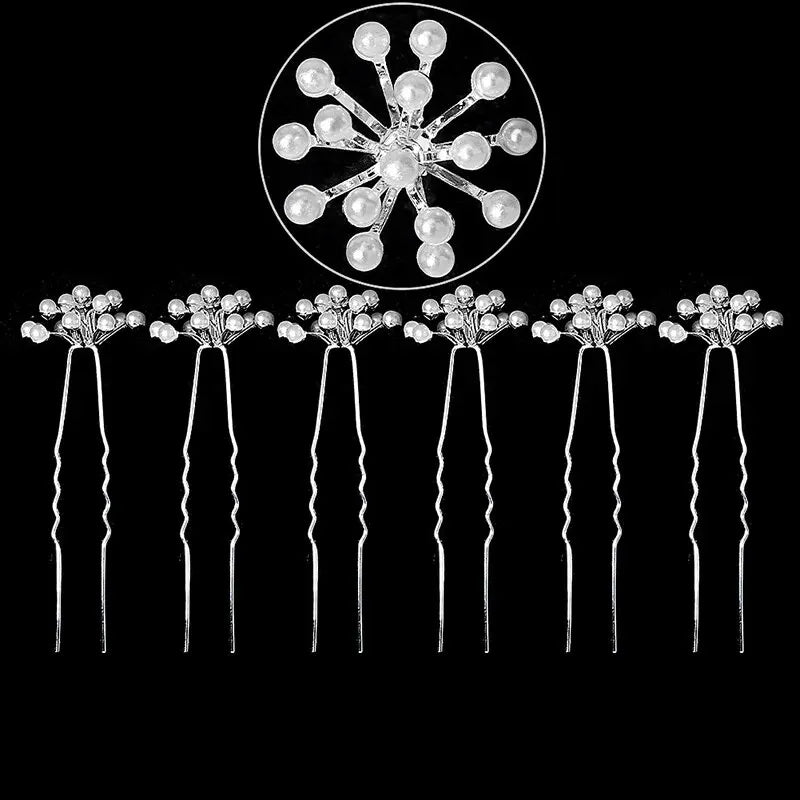 6PCS Beliebte handgemachte Hochzeit Haarnadeln Braut Kristall Perle Blume Haarspange Braut Haarschmuck Zubehör
