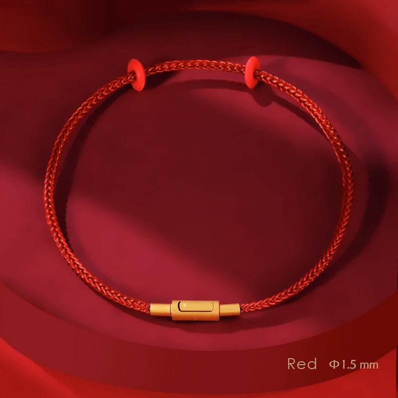 Einfache Stil Viel Glück Rot Leder Armband Für Unisex Grade 2mm DIY Perlen Edelstahl Dünne Armband Weibliche Mode schmuck