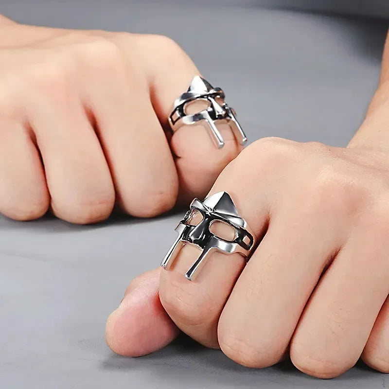 Neue Vintage Gladiator Ägyptische 2025 Mf Doom Maske Ringe für Männer Pharao Männlich Ring Hip Hop Party Goth Schmuck Geschenk Zubehör