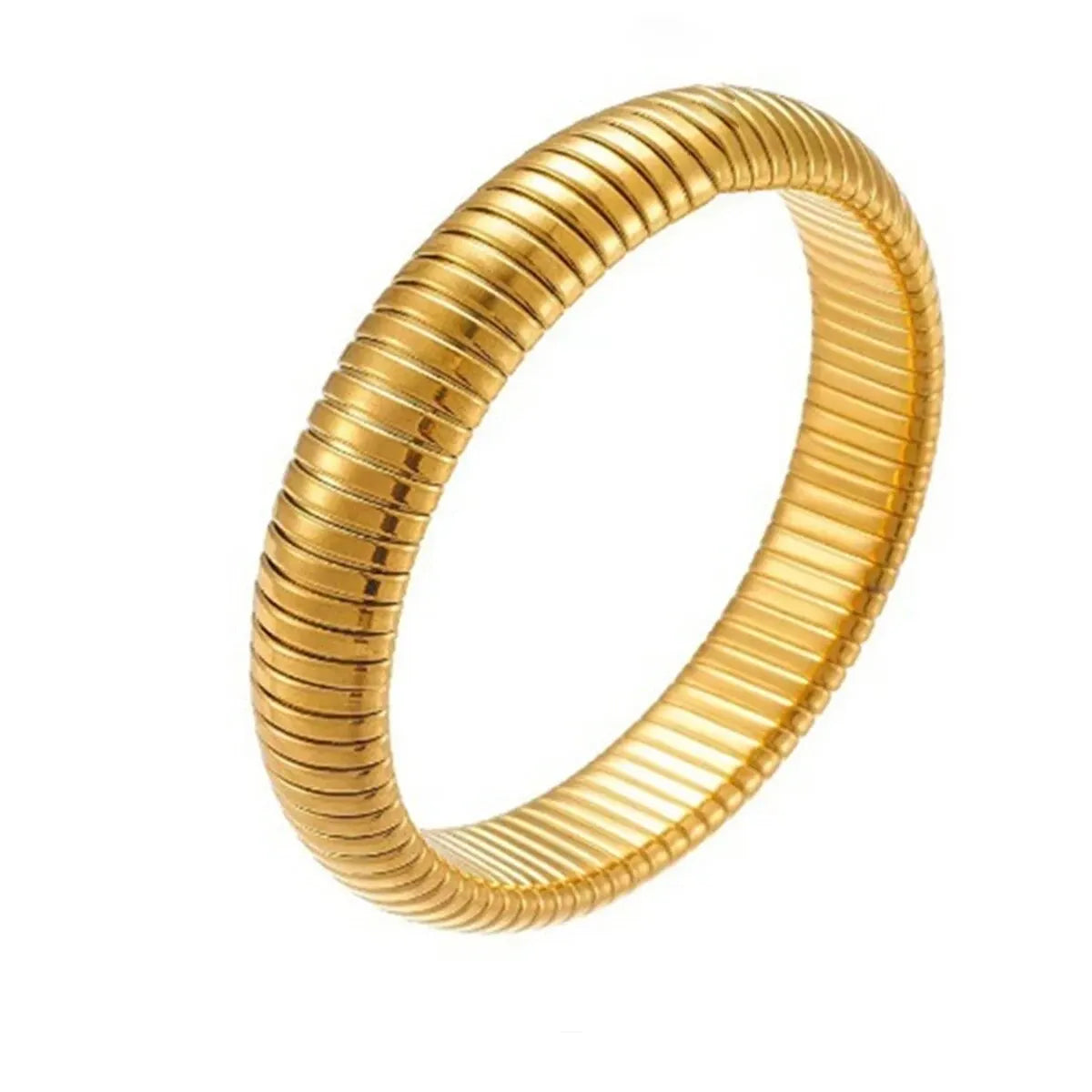 Wasserdichtes Edelstahl-Retro-Elastizitäts-Armband aus dickem Metall, poliert, 18 Karat vergoldet, Trend, Mode, Unisex, Schmuck für Männer und Frauen