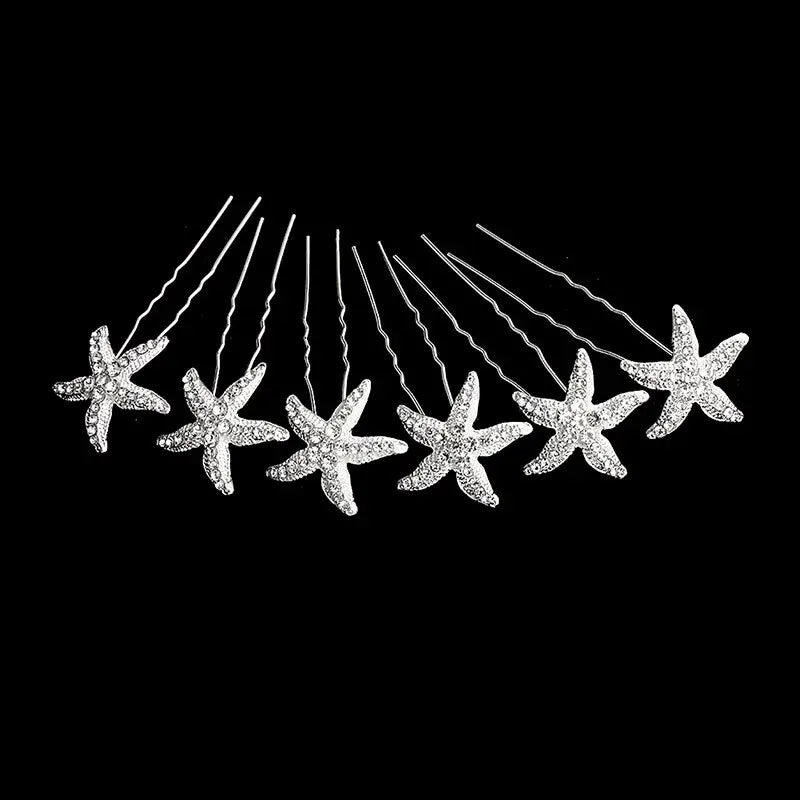 6PCS Beliebte handgemachte Hochzeit Haarnadeln Braut Kristall Perle Blume Haarspange Braut Haarschmuck Zubehör