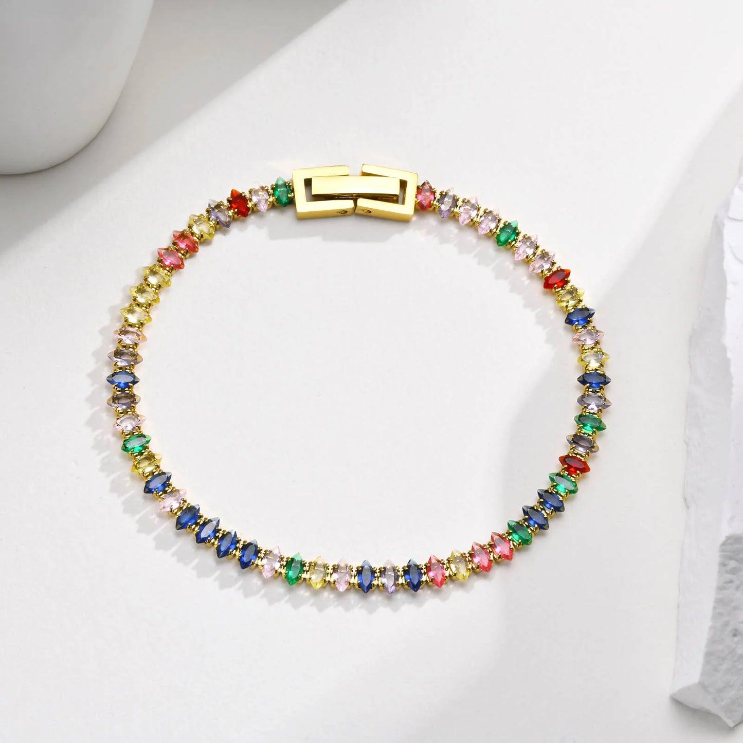 Bunte Tennis armband Frauen, Zirkonia Kette, Edelstahl cz Link, Freundin Mutter Geschenk