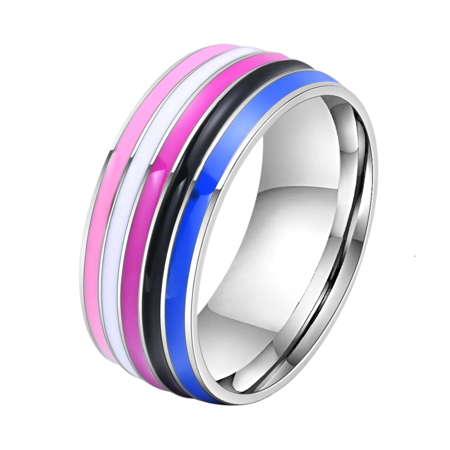 Lesbener LGBT-Ring aus Edelstahl für Frauen, Paare, Stolz, Liebesversprechen, Band, Streifen, Flagge, Farbe, Verlobungsringe