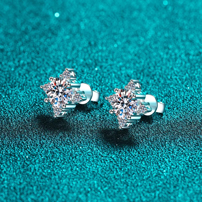 PANQDIY Mode Schneeflocke Ohrringe S925 Sterling Silber Intarsien Zirkon Stud Ohrringe für Weibliche Frauen Ohr Schmuck