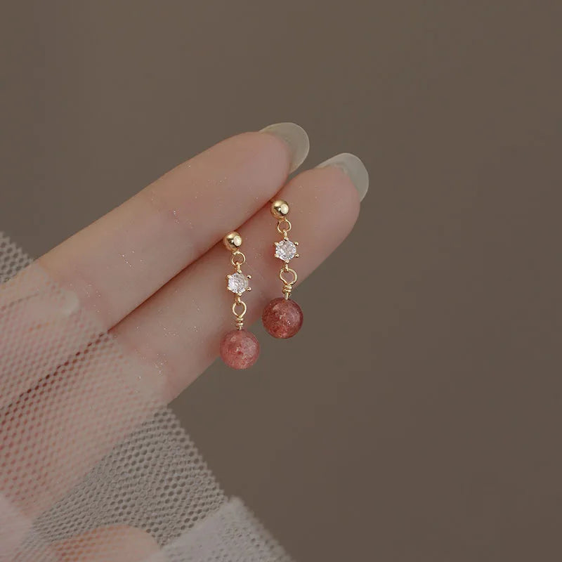 Koreanische Nette Ohr Piercing Wasser Tropfen Ohrringe für Frauen Kristall Kurze Quaste Hypoallergen Weibliche Ohrringe Partei Schmuck Brincos