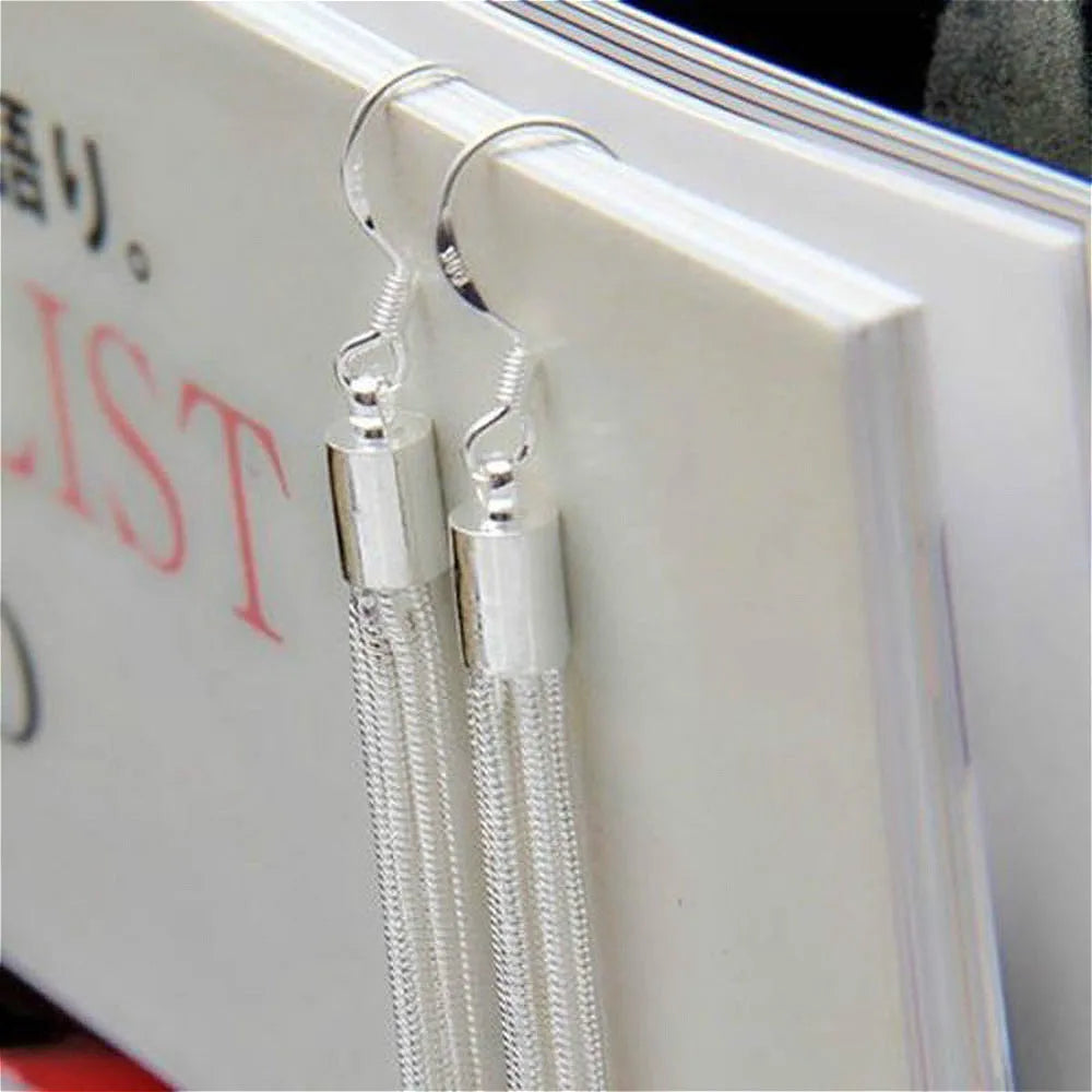 Eleganter Schmuck, modisch, für Damen, edle Quasten, versilbert, langer weißer Haken, baumelnde Kette, Ohrringe für Damen, versilbert