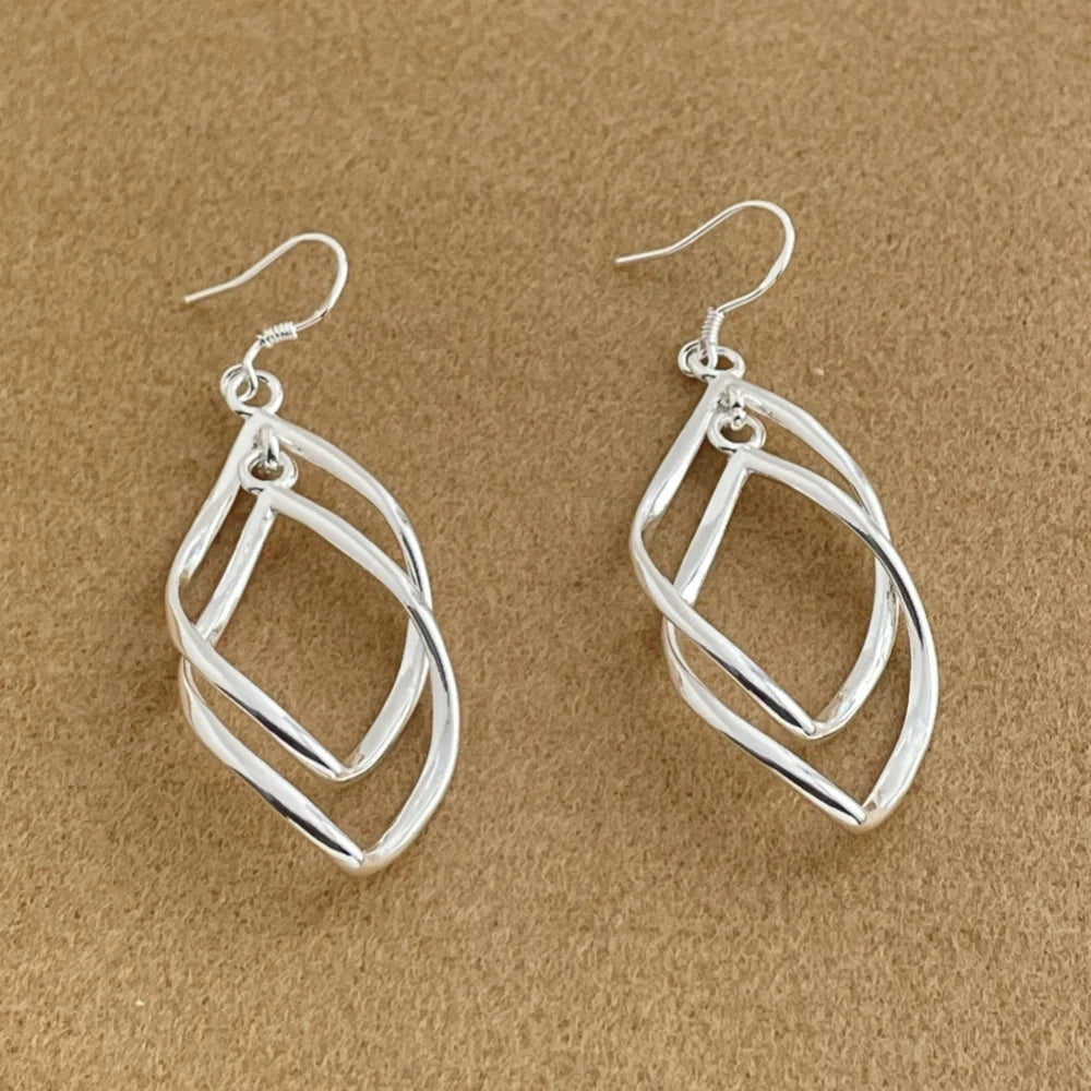 Lange Ohrringe aus 925er-Sterlingsilber mit hohler Quaste, Damenmode, Hochzeitsschmuck, Geschenk