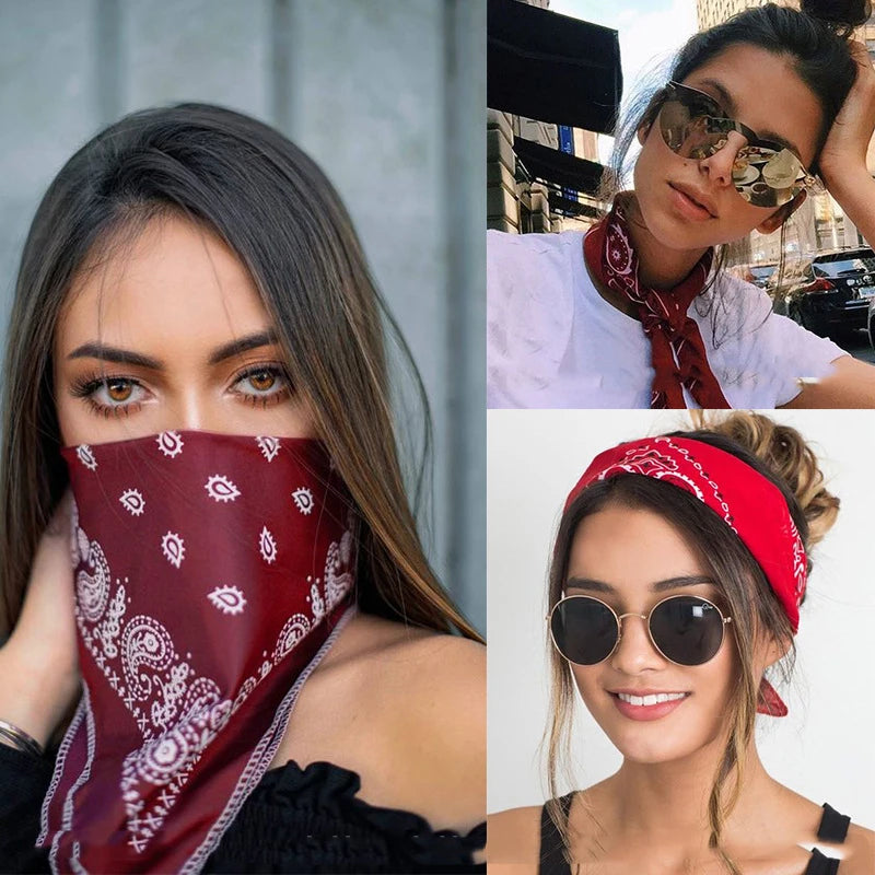 Hip Hop Frauen Bandana Schal Mädchen Kinder Punk Quadratische Bandanas Kopfbedeckung Mode Böhmischen Kopf Schal Stirnbänder Haar Zubehör 2024