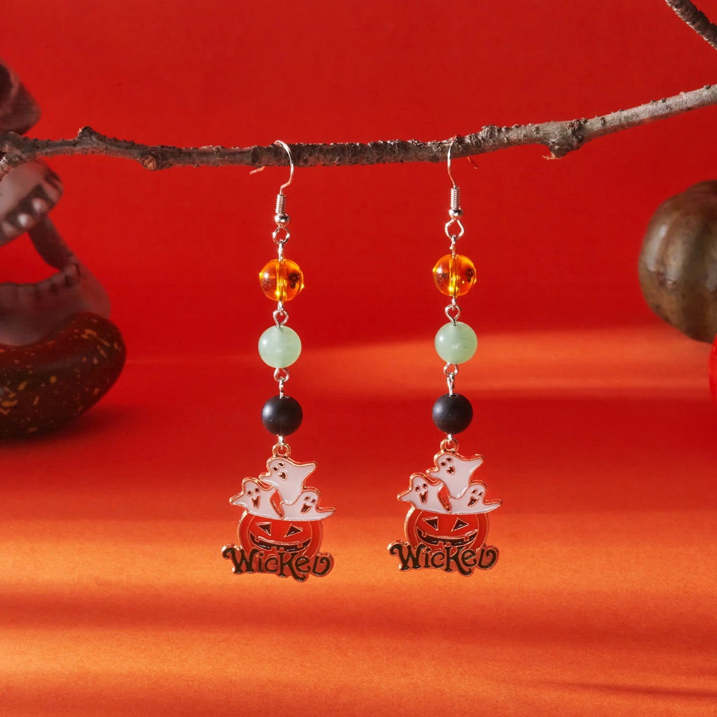 Halloween Niedliche Kürbis Geist Kristall Zirkon Baumeln Ohrringe für Frauen Lange Quaste Tropft Ohrring Halloween Party Schmuck