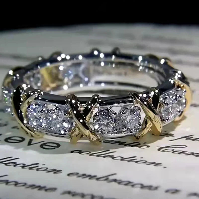 Exquisite Mode Kreuz Zirkon Ringe für Frauen Hochzeit Verlobung sring romantische Valentinstag Jubiläum Geschenk Schmuck Mujer